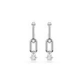 Constella drop earrings, Round cut, White, Rhodium plated